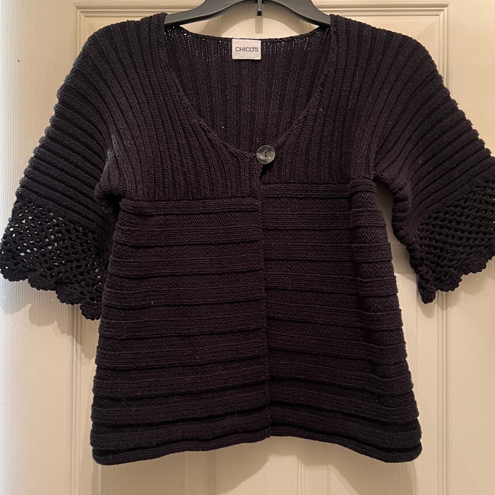 Chico's Elegant Black Knit Cardigan